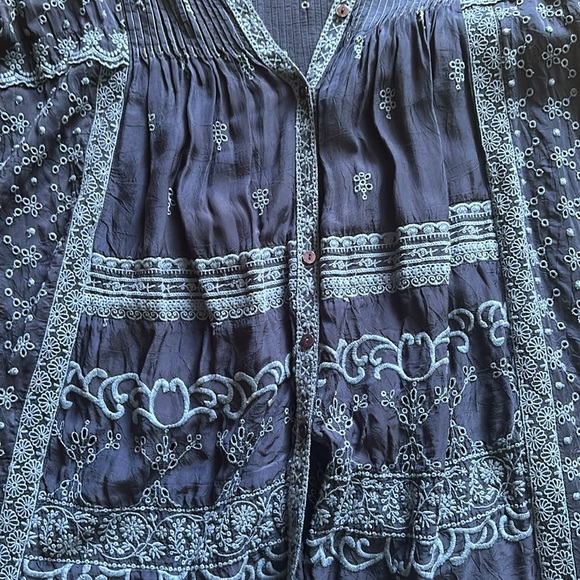 Johnny was blue embroidered tunic M - Picture 2 of 4